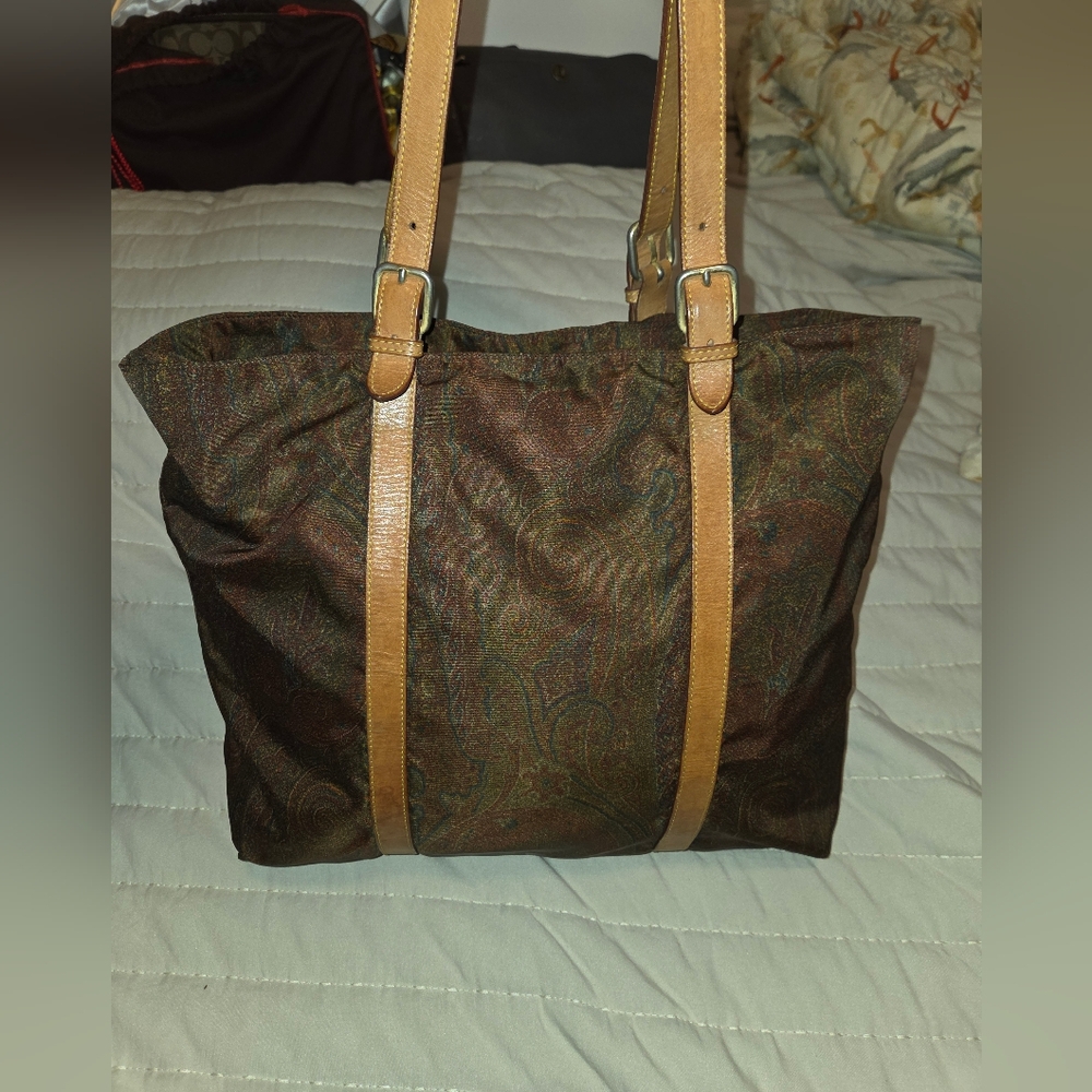 Etro Brown and Tan Tote Bag with Adjustable Straps